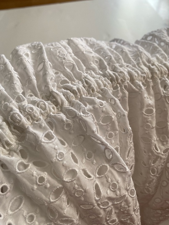 Girls' White Eyelet Puff-Sleeve Dress - Picture 17 of 17